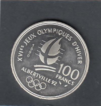 Beschrijving: 100 Francs W-OLYMPIC 92  SLALOM
